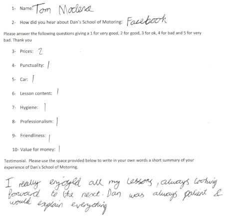 Tom's Testimonial